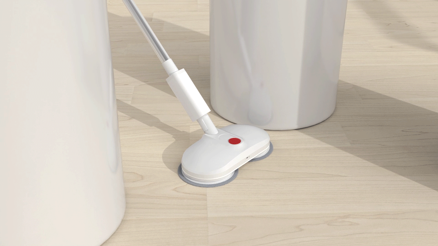 Duspin5 pro Cordless Spin Mop Cleaner Product Film 바닦을 닦고 행구는 과정 그래픽 gif