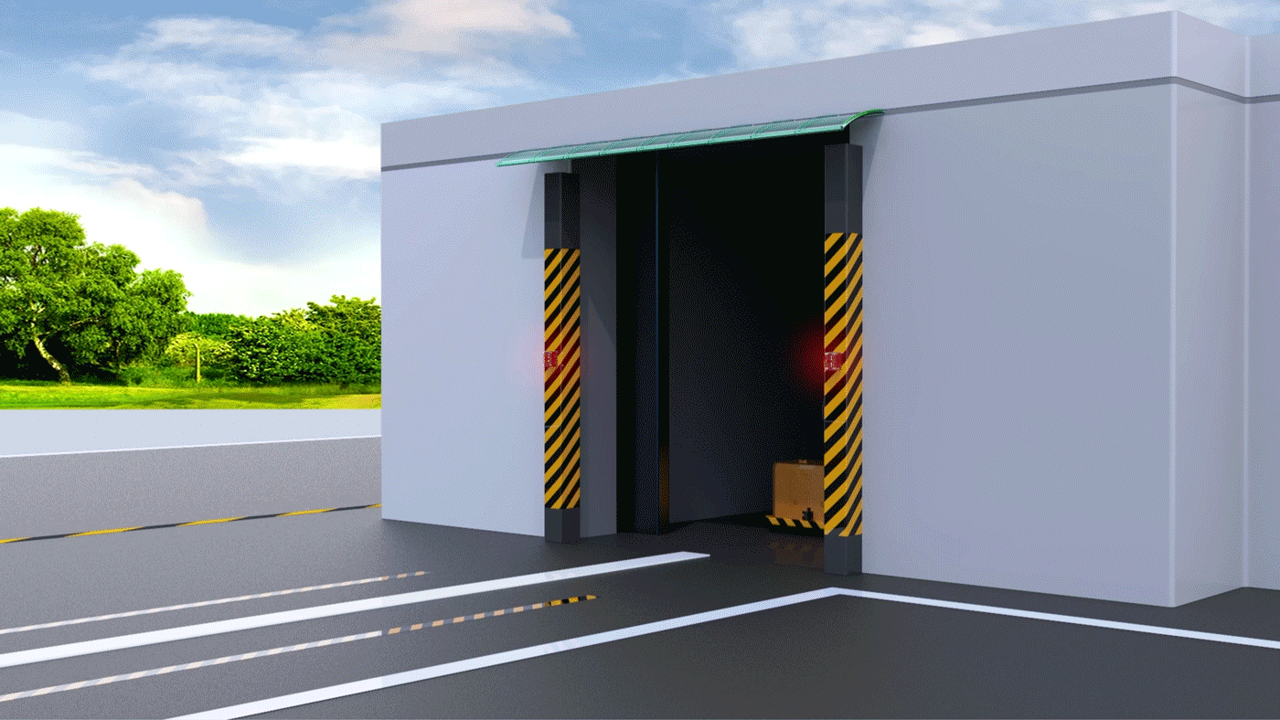 AGV SYSTEM 3D Simulation, exit & un-loading